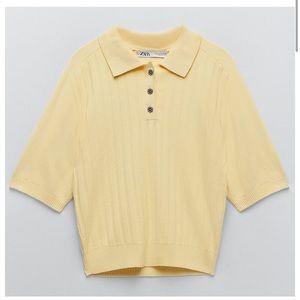 ZARA Yellow Polo Short Sleeve Top M